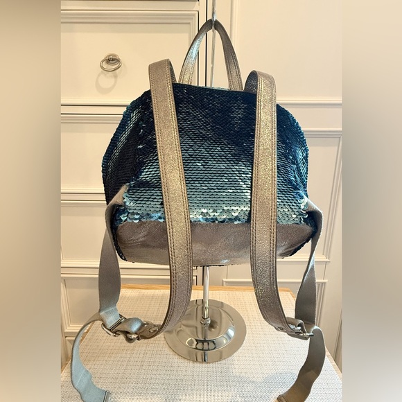 🩵✨ Coach Poppy Spotlight Turquoise Sequin Sparkly Limited Edition Backpack - Picture 4 of 17